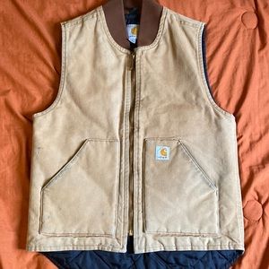 Quilted zip Carhartt vest tan mens size small
